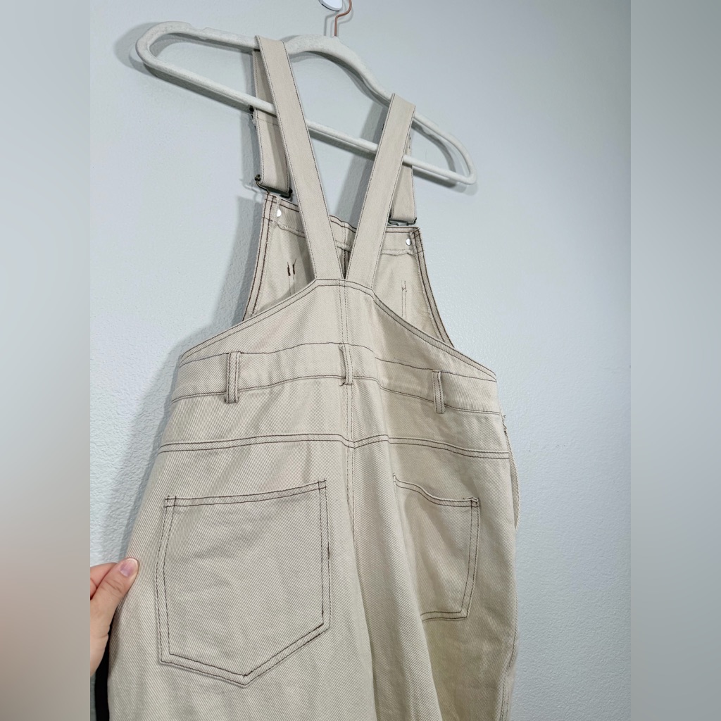Nwt Gary Bandit Overall Jumpsuit Adjustable Straps Side Button Brown Tan Women S — image 7 of 7